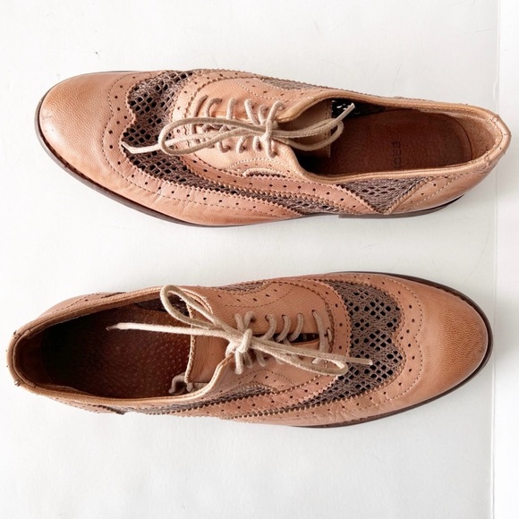 Bronx Oxford Style Lace Up Shoes Open Netting lace like neutral vintage vibes - Picture 2 of 8